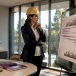 Project manager reviewing residential timeline
