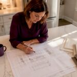 Woman reviewing kitchen renovation plans