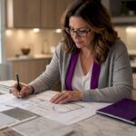 Homeowner reviewing bathroom renovation plans
