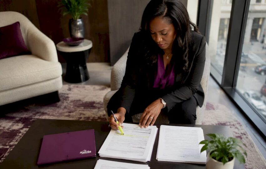 Project manager reviewing subcontractor documents