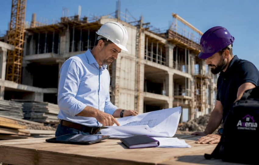 Project manager reviewing construction timeline
