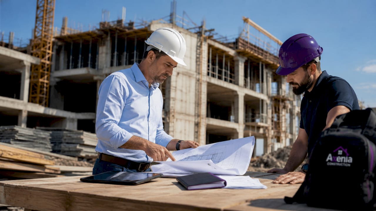 Project manager reviewing construction timeline