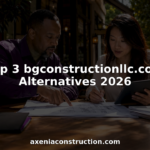 Professionals planning construction project with blueprints
