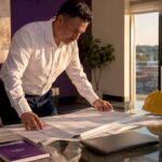 Licensed ADU builder reviewing permit plans