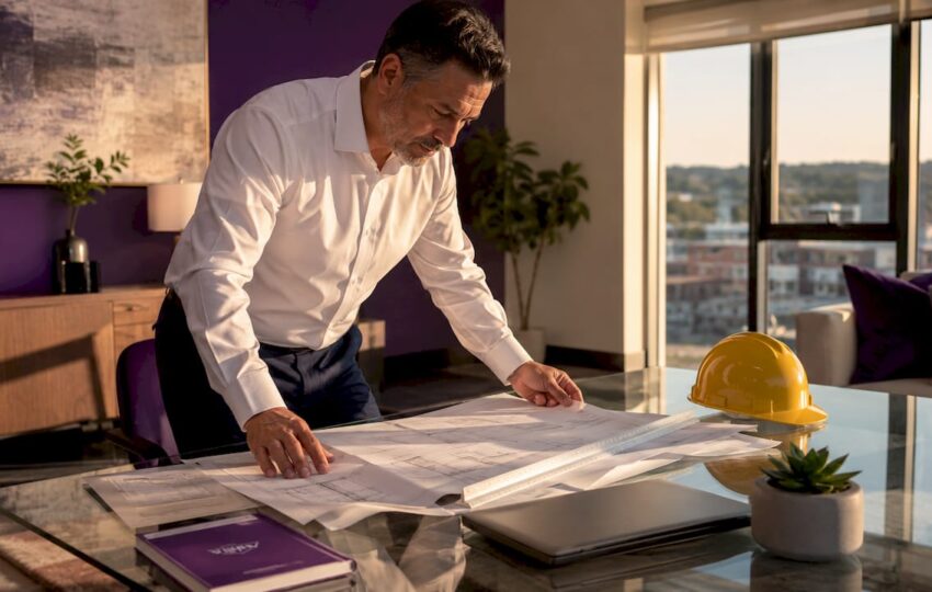Licensed ADU builder reviewing permit plans
