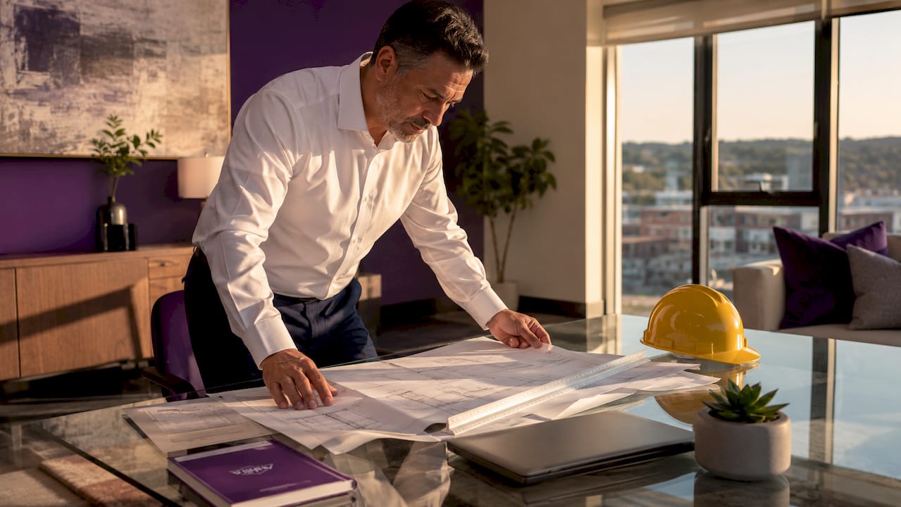 Licensed ADU builder reviewing permit plans