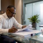 Permit expediter reviewing permit documents