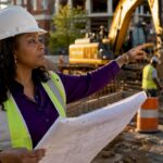Woman construction manager at Maryland construction site