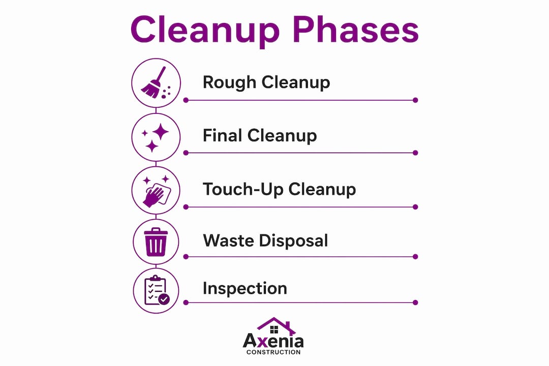 Infographic showing phases of construction cleanup process