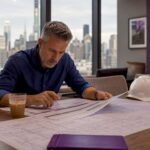 Project manager reviewing phased construction schedule