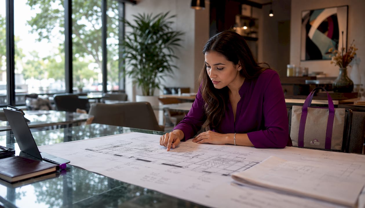Hands pointing at modular infrastructure blueprint