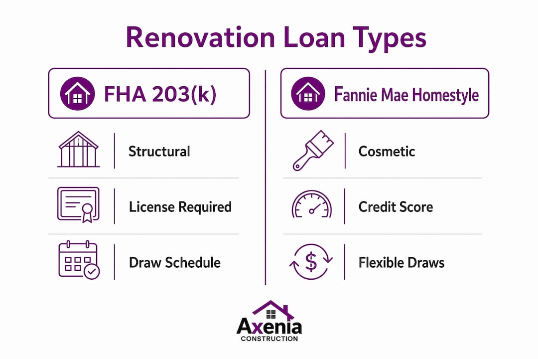 Infographic comparing two renovation loan types