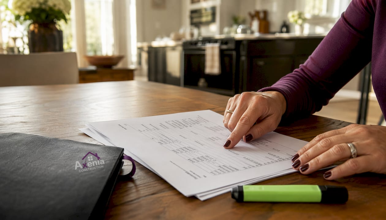 Hands reviewing detailed renovation bid