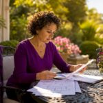 Homeowner reviewing renovation bids at table