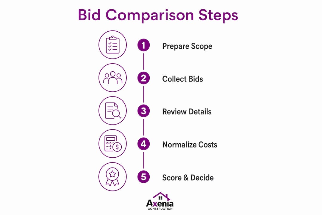 Infographic outlining steps to compare renovation bids