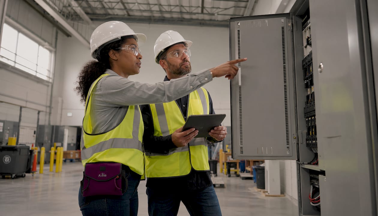 Team inspecting electrical upgrades