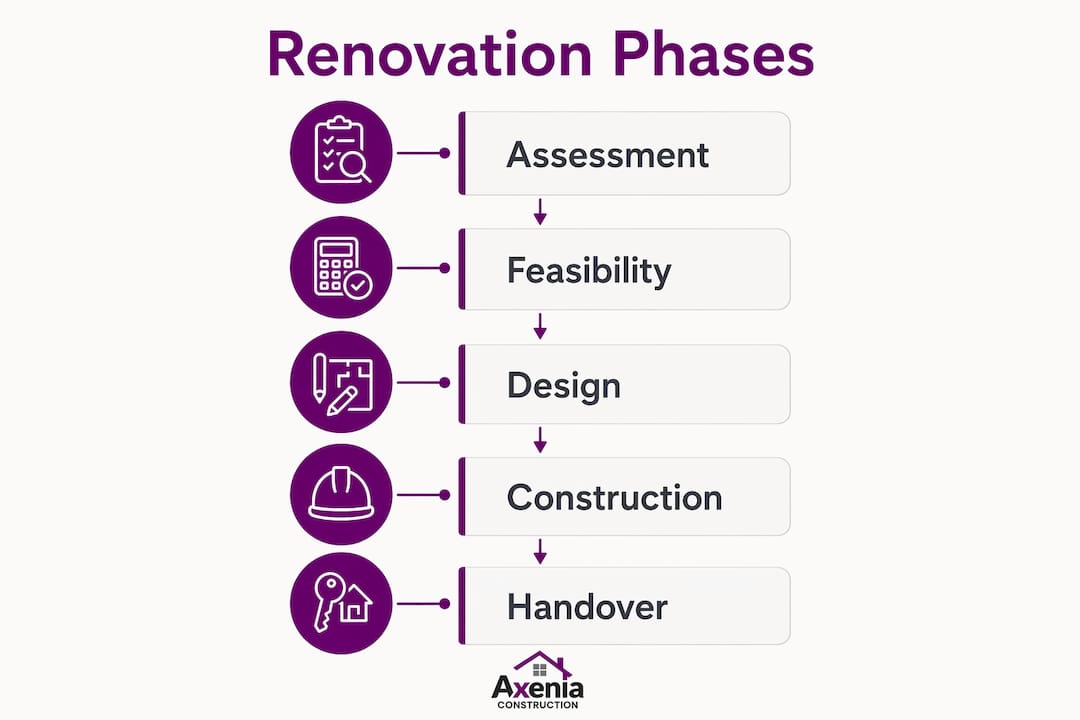 Infographic showing renovation phases
