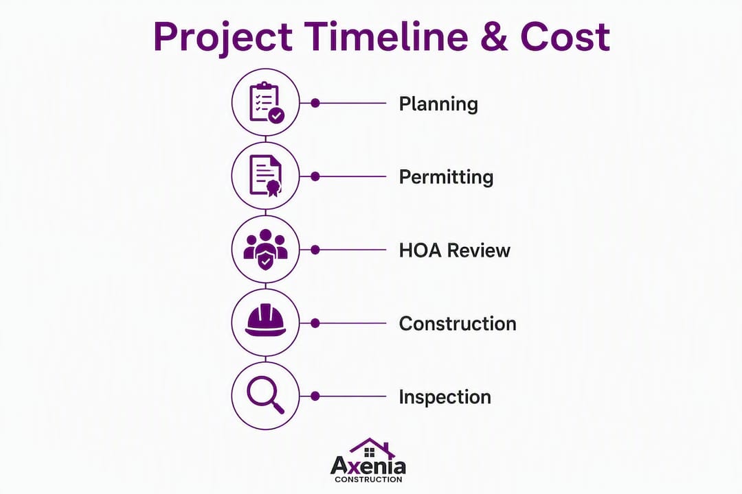 Infographic showing construction project timeline and cost stages