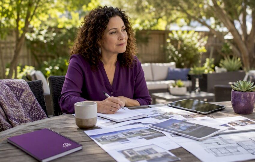 Homeowner reviewing remodeling options at kitchen table