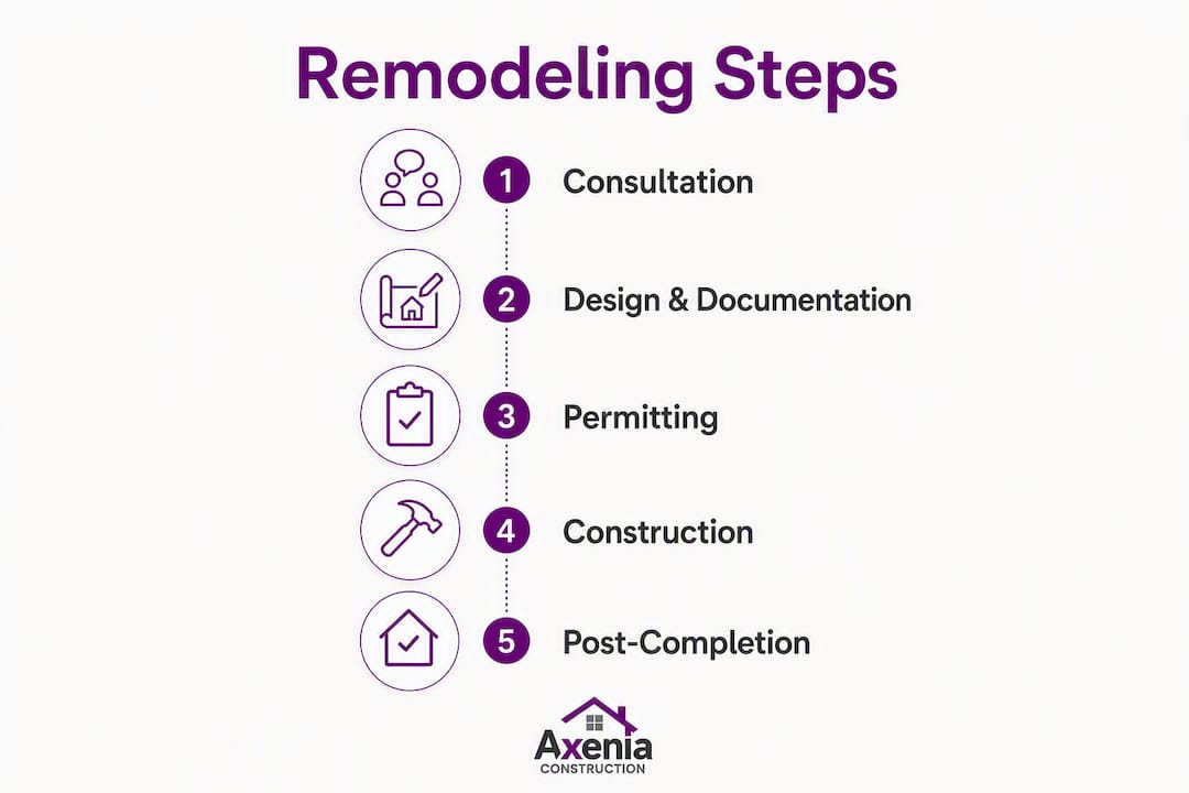 Infographic showing remodeling steps in Alexandria