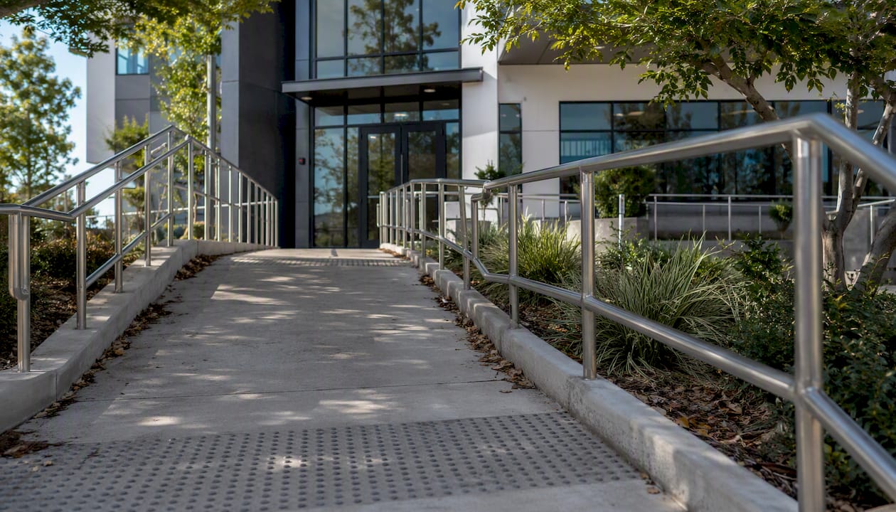 Accessible ramp and commercial building entrance