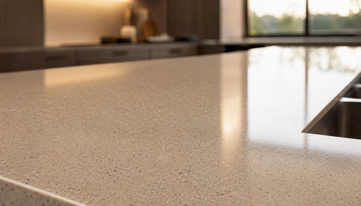 Engineered quartz countertop close-up