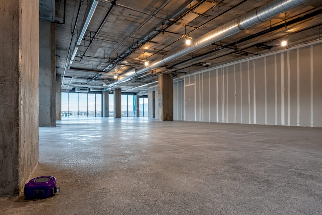 Unfinished commercial shell space awaiting buildout