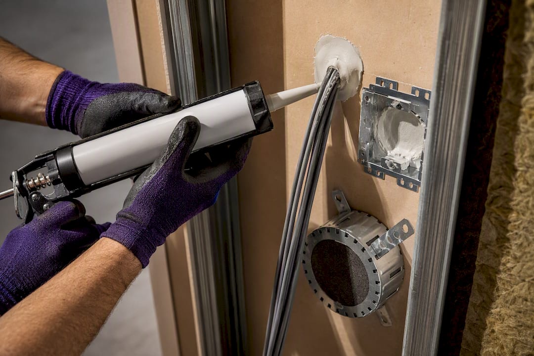 Fire-stop sealant around wall penetration