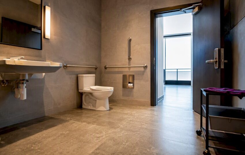 Completed accessible commercial restroom layout