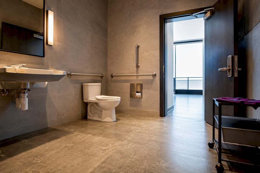 Completed accessible commercial restroom layout