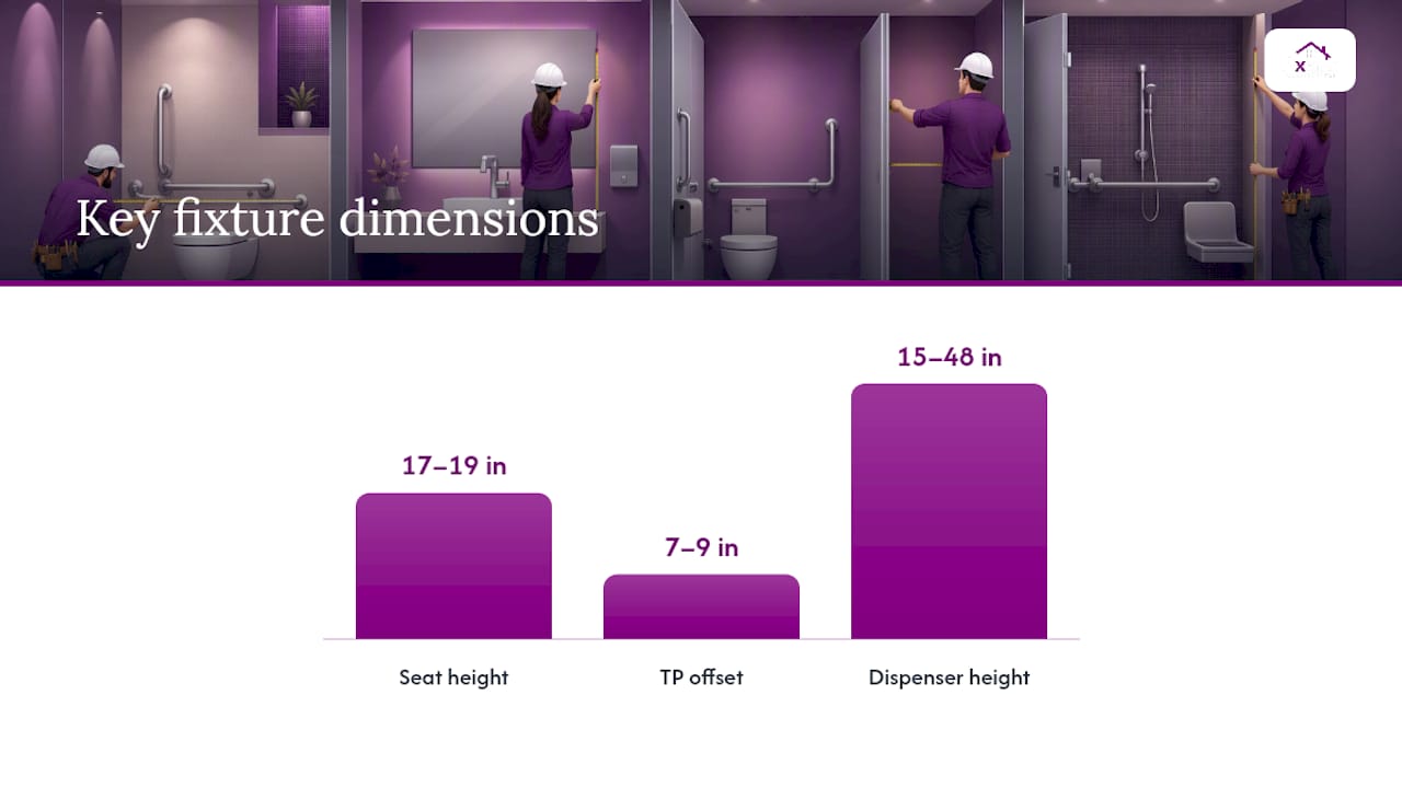 ADA toilet and dispenser measurement diagram