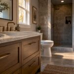 Partially remodeled upscale residential bathroom