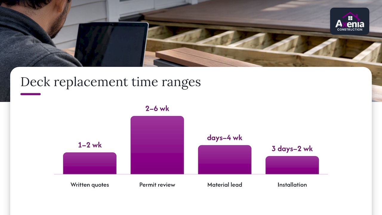 Deck replacement stages and estimated time ranges