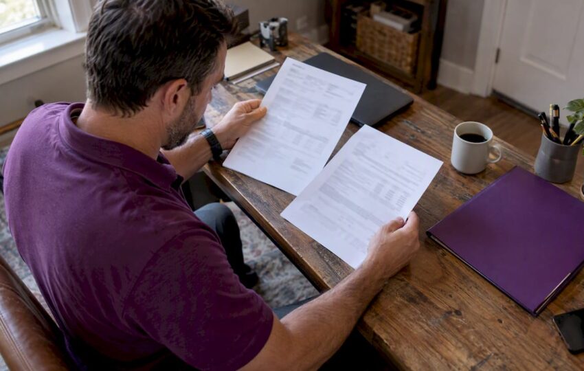 Contractor reviewing an insurance certificate