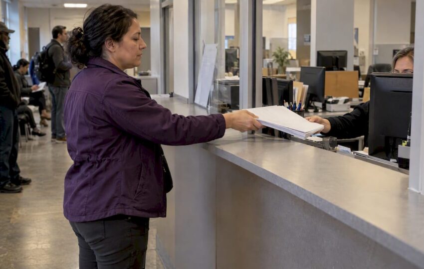 Contractor submitting a construction permit packet