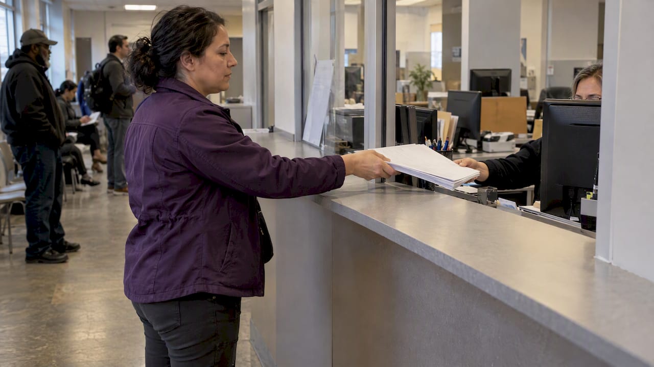 Contractor submitting a construction permit packet