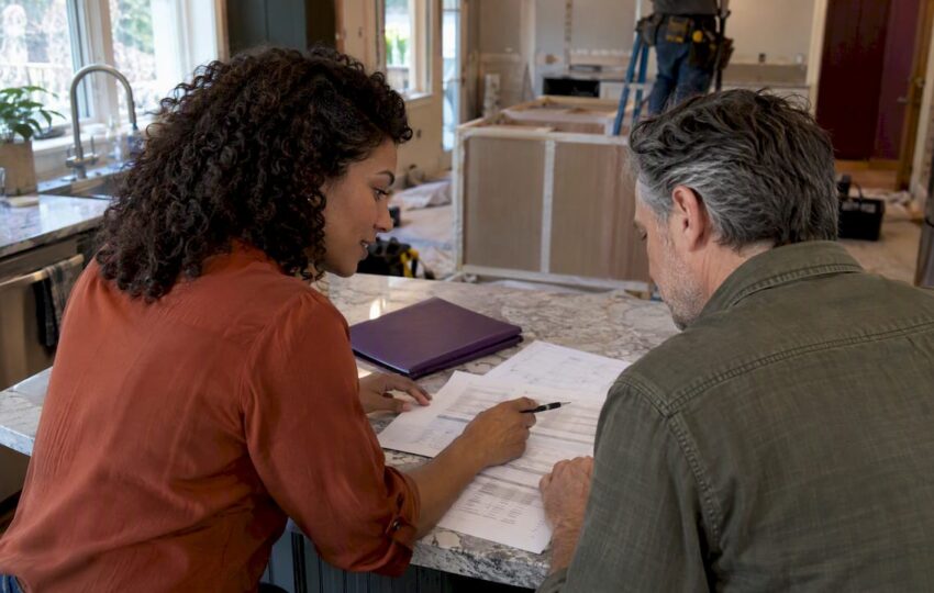 Homeowner and builder compare renovation pricing options