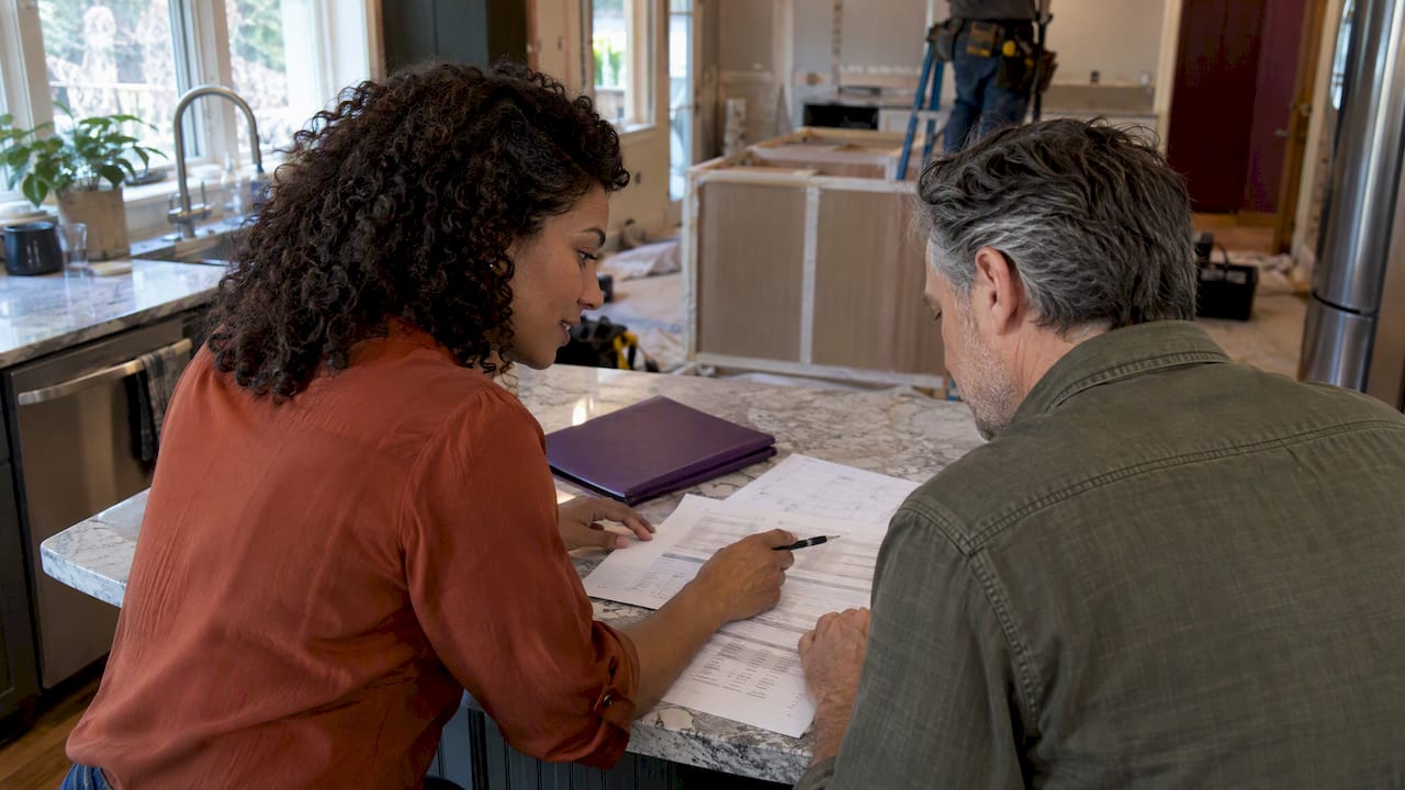 Homeowner and builder compare renovation pricing options