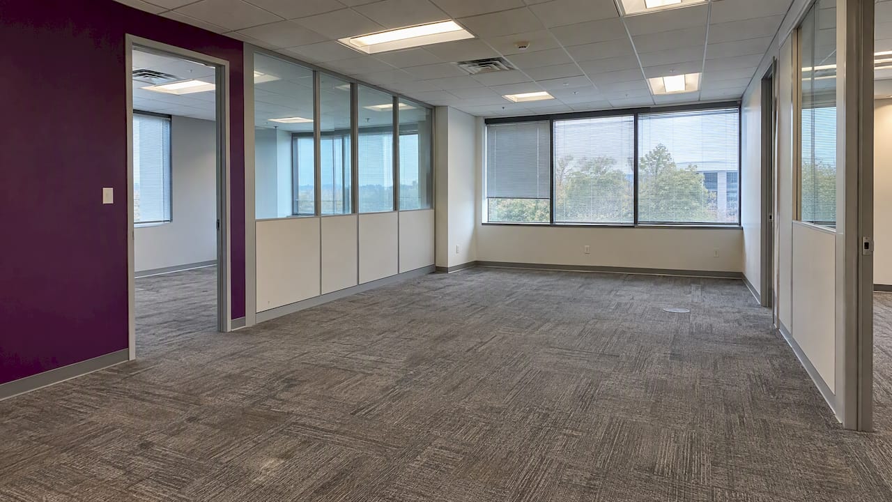 Former office suite with retained ceiling and partitions
